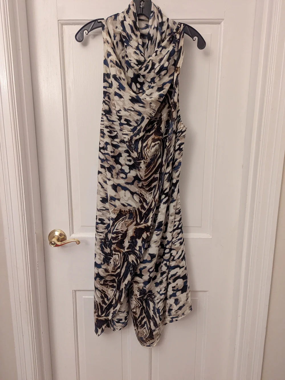 Neutral Animal Print Draped Throw Scarf From byVINNIK